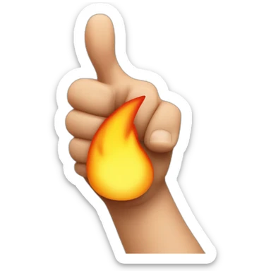 thumb-up-with-a-hand-in-fire sticker