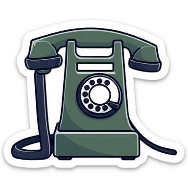black telephone, retro desk phone sticker