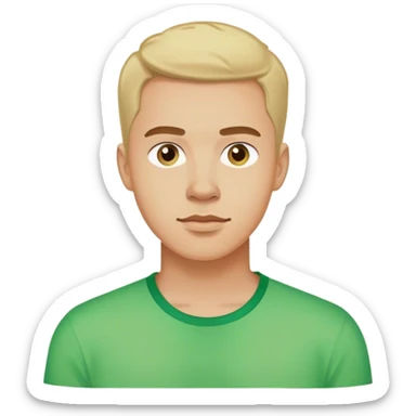 male in green shirt indoors sticker