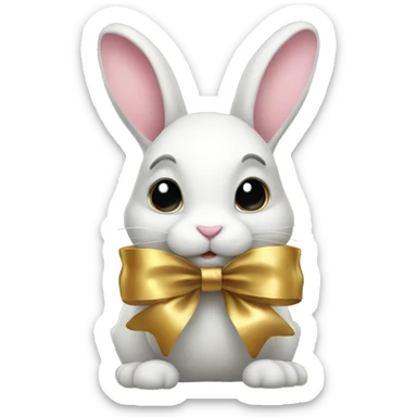 Bunny with gold bow sticker