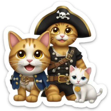 Gato y gata piratas sticker