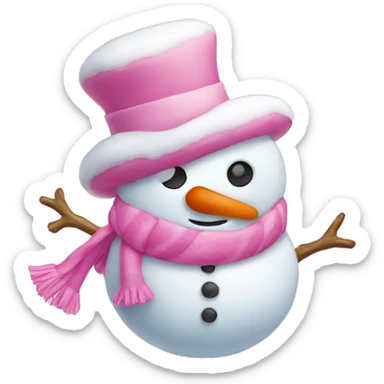 Cute pink snowman sticker