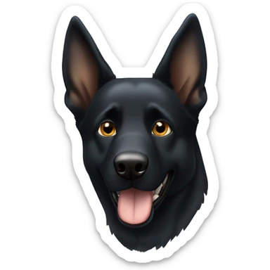 Black German shepherd with one brown and one blue eye tilting head  sticker
