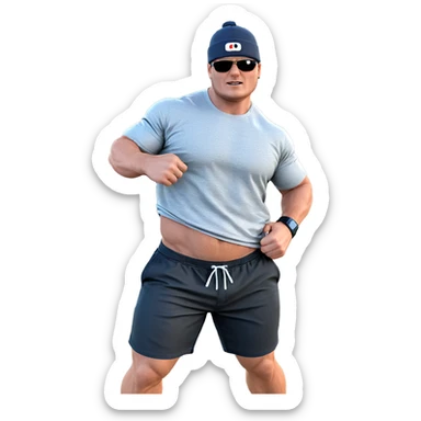 muscular male in casual wear sticker