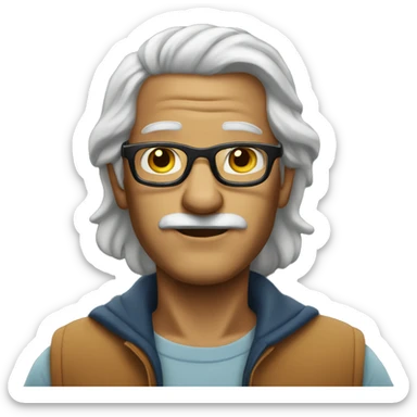 clean shaven glasses old man long hair sticker