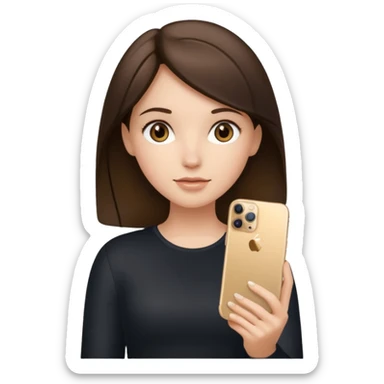 brunette girl holding iphone 16 pro max gold sticker