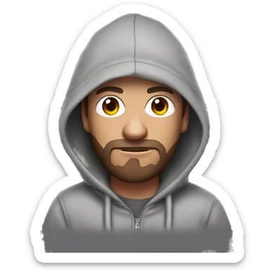 homeless man called forsen with brown hair with a hoodie gray hoodie over you can see entire hoodie, no pants are shown, one thumbs up sticker