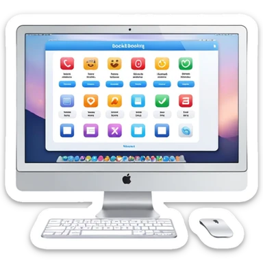 online booking system interface on iMac screen sticker