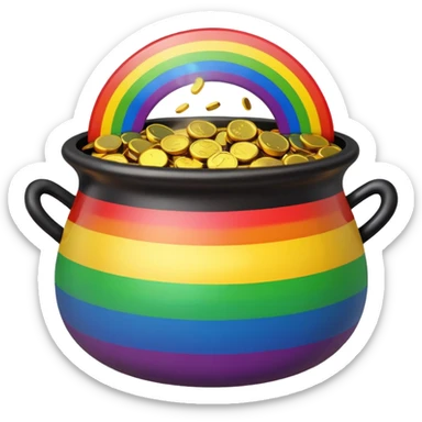 rainbow with a black pot of gold at the end cute sticker