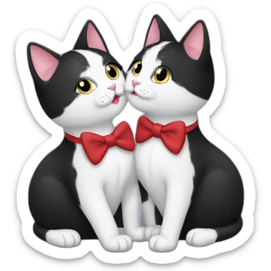 Tuxedo Cats kissing each other sticker