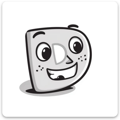 A hand-drawn wooden letter D block with a silly cute expression sticker