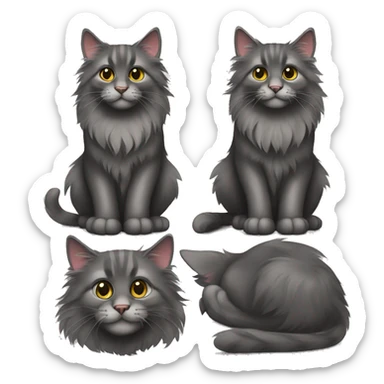Dark grey Maine coon cat sticker