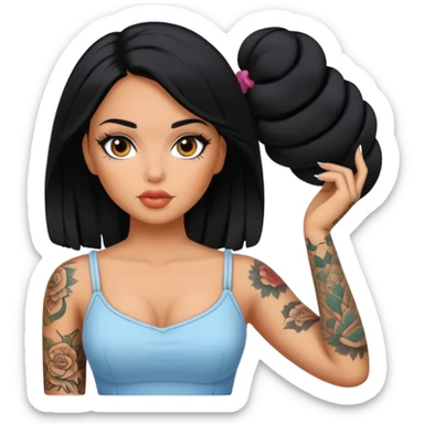 body tattoos, tanned, beautiful, woman, doll, black hair sticker