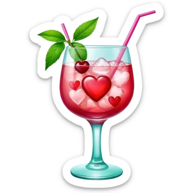 galentines red and pink cocktail with heart cherry sticker