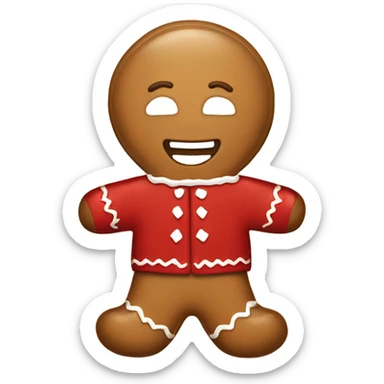 cute light brown gingerbread man with smile and red christmas sweater sticker