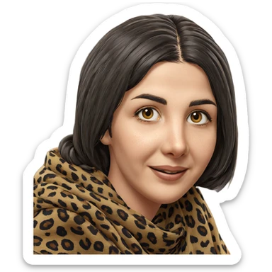 smiling girl in leopard scarf sticker