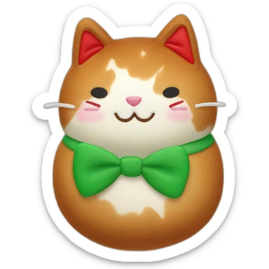 squishmallow gingerbread cat with red bowtie and green and red buttons sticker