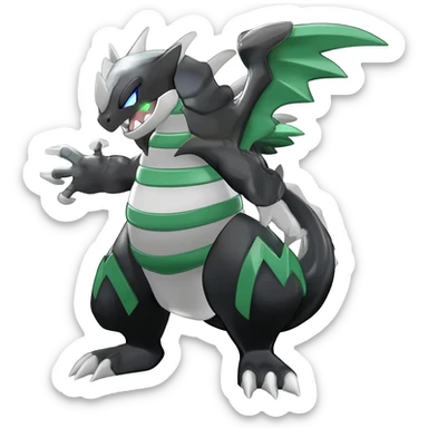 Shiny Black Grey White and Dark-Green Trico-Nargacuga-Silvally-Absol-fusion sticker