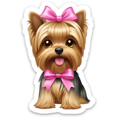 yorkie dog with pink ribbon sticker
