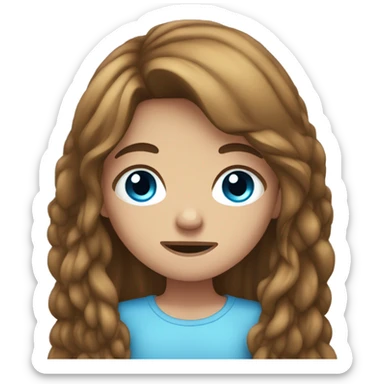 girl with long brown hair and blue eyes crying sticker