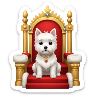 a west highland terrier sitting on a throne with people bowing at his feet  sticker
