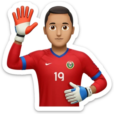 Keylor NavasK camisa roja de Costa Rica  y guantes de portero sticker