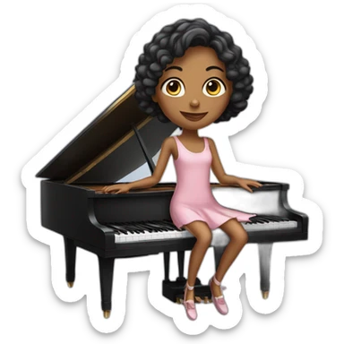 pianist girl with piano sticker