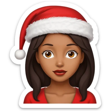 black brunette woman with wearing Santa  sticker