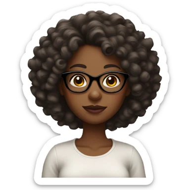 black girl with curly hair, glasses and big lips sticker