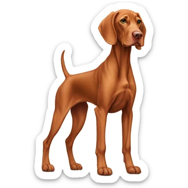 Grown Vizsla dog. Standing. Light face. Extra wrinkly sticker