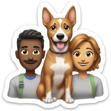 Happy gay couple with a dog sticker