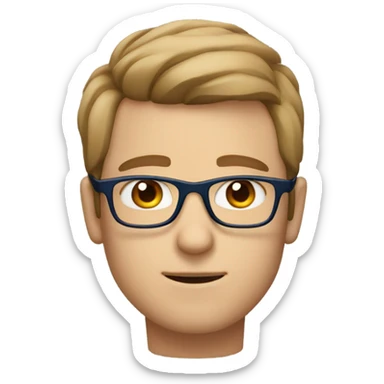  Guy with sharp nose blue eyes square glasses and straight light brown hair  sticker