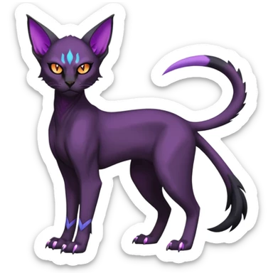 Black edgy Noivern-Litten-Sphynx-Lykoi-Caracal-cat-Fakemon full-body sticker