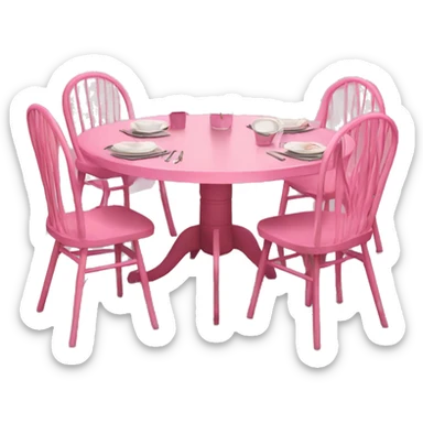 Realistic pink table with pink chairs  sticker