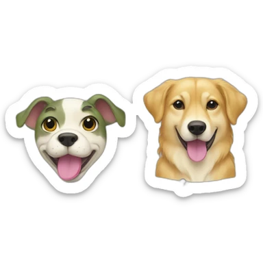 A frog with a transgender flag and a husky mix golden retriever holding a pansexual flag sticker