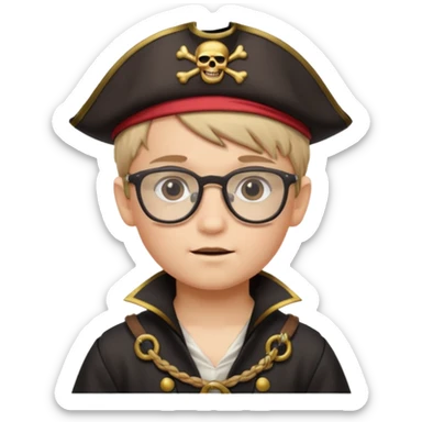kid boy with pirate costume wearing glasses sticker