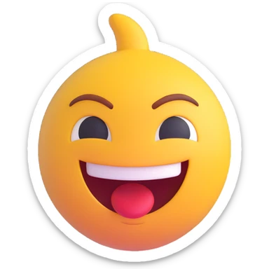 AI emoji with a big smirk, exaggerated funny face, making a silly gesture to make friends laugh, playful and humorous sticker