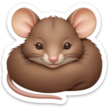 Meme-Worthy Cute Sleeping Brown Rat Portrait Emoji, Head resting peacefully with a contented smile, showcasing a compact, nimble build and a luxuriously soft brown coat, eyes gently closed in serene, restful slumber, Simplified yet hilariously adorable features, highly detailed, glowing with a soft, drowsy light, high shine, relaxed and utterly lovable, stylized with an air of playful laziness, soft glowing outline, capturing the essence of a sleeping rat that feels destined to become the next viral sensation of adorable urban rest! sticker