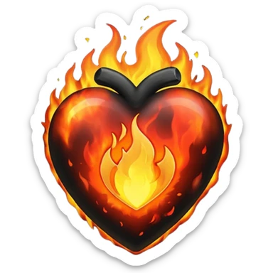 black heart on fire sticker