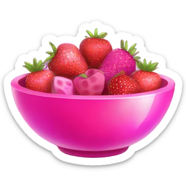 Hot pink glitter bowl of fruit with pink feuit sticker