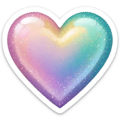 Colorful pastel glitter heart sticker