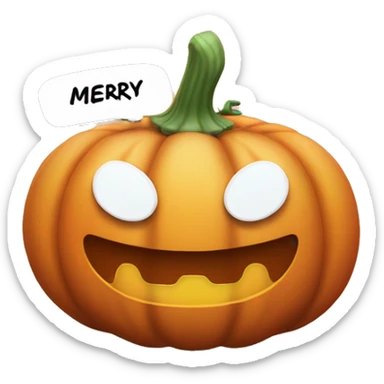 Pumpkin with chat box above it that says merry  sticker