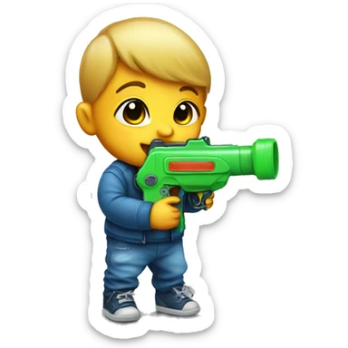 baby with squirt gun sticker