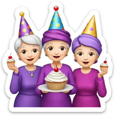 Grandmas dancing in disco party eating cupcakes  sticker