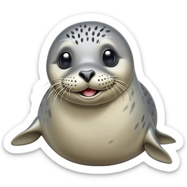 Cinematic Comical harbour seal Portrait Emoji, Head tilted dramatically with an exaggeratedly amused expression, featuring a sleek, agile body with wide, comically expressive eyes full of playful disbelief and a subtly contoured head, Simplified yet hilariously expressive features, highly detailed, glowing with a slightly sassy oceanic glow, high shine, dramatic yet playful, stylized with an air of quirky marine mischief, soft glowing outline, capturing the essence of a meme-worthy harbour seal that looks ready to side-eye its way into viral fame! sticker