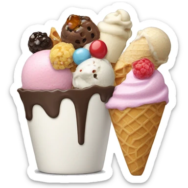Ice cream with a lot of toppings  sticker