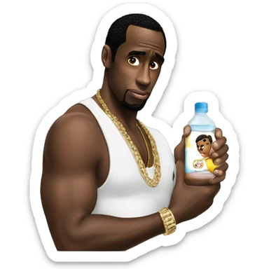 p diddy holding baby oil sticker