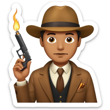 Mafia holding cigar and gun sticker