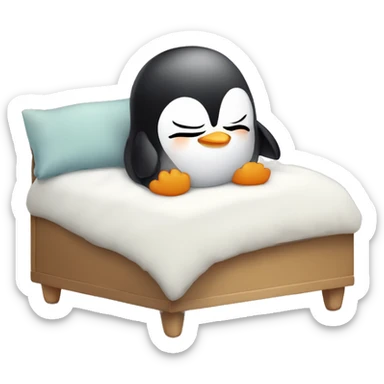 Baby cute penguin sleeping on a huge bed sticker