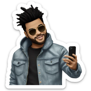 The weeknd posing taking selfie with iphone sticker